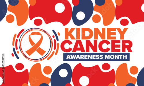 Kidney Cancer Awareness Month. Celebrate annual in March. Control and protection. Prevention campaign. Medical healthcare concept. Poster with ribbon. Banner and background. Vector illustration
