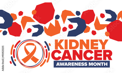Kidney Cancer Awareness Month. Celebrate annual in March. Control and protection. Prevention campaign. Medical healthcare concept. Poster with ribbon. Banner and background. Vector illustration