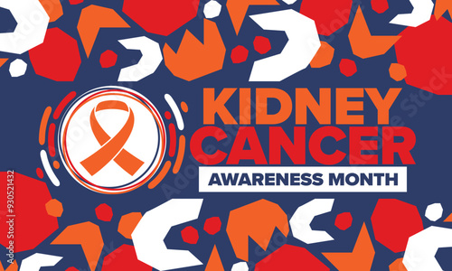 Kidney Cancer Awareness Month. Celebrate annual in March. Control and protection. Prevention campaign. Medical healthcare concept. Poster with ribbon. Banner and background. Vector illustration