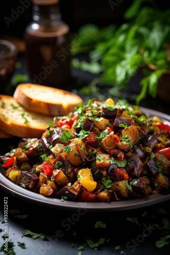 Caponata with Crostini. Best For Banner, Flyer, and Poster photo