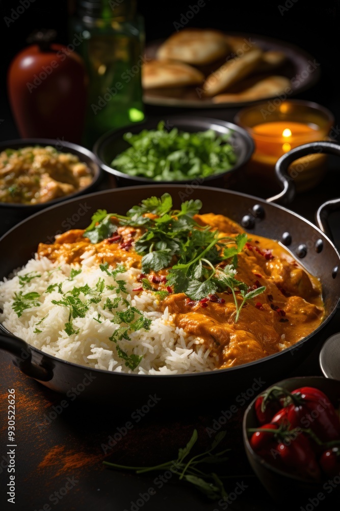 Chicken Curry with Basmati Rice. Best For Banner, Flyer, and Poster Chicken Curry with Basmati Rice. Best For Banner, Flyer, and Poster