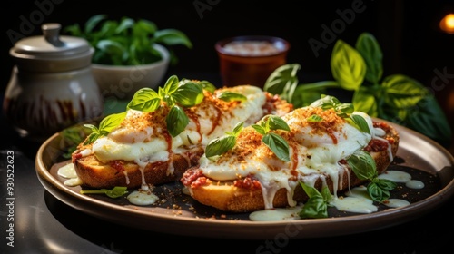 Chicken Parmesan with Marinara Sauce. Best For Banner, Flyer, and Poster