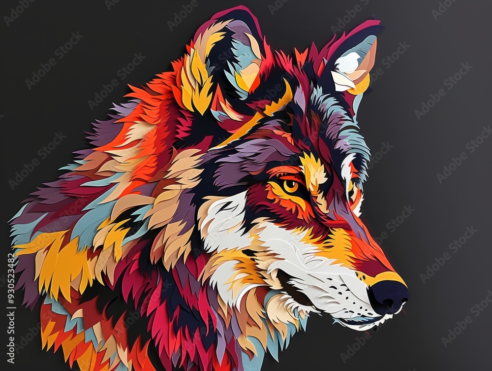 Fototapeta Tribal spirit animal wolf tshirt design colorful nature vector illustration