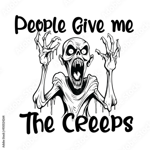 People Give me the Creeps, Halloween Tshirt Designs, Minimal New Graphic Tshirt Designs,  photo