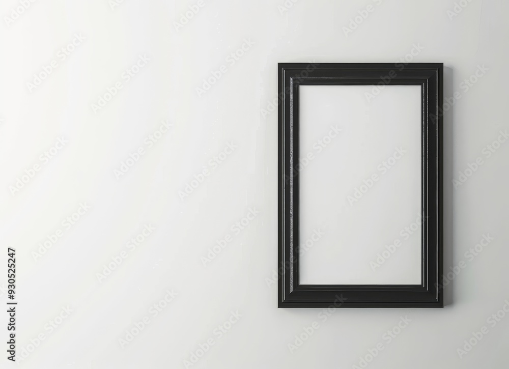 Elegant Black Picture Frame Mockup Standing Vertically on White Surface Elegant Black Picture Frame Mockup Standing Vertically on White Surface