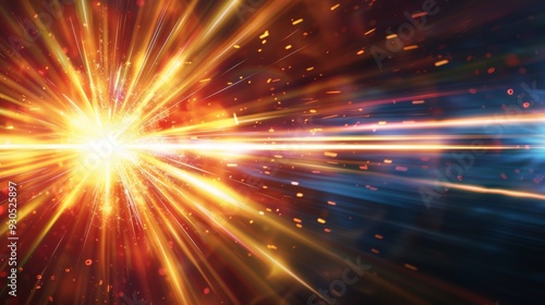 Radiant light flare in a dark background with vibrant streaks