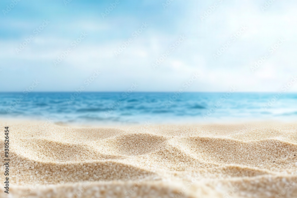 Serene beach scene with soft sand and a calm blue ocean under a bright sky, perfect for themes of relaxation, summer, and tranquility. Serene beach scene with soft sand and a calm blue ocean under a bright sky, perfect for themes of relaxation, summer, and tranquility.