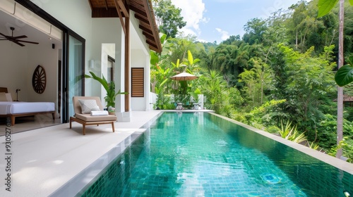 Wallpaper Mural A beautiful pool with a white house in the background Torontodigital.ca