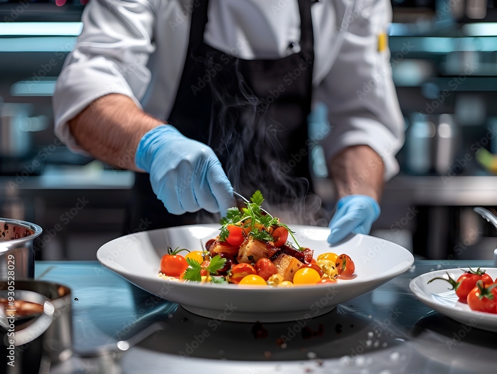 Chef Crafting Lab Grown Seafood Dish Blending Tradition and Innovation in Culinary Art Chef Crafting Lab Grown Seafood Dish Blending Tradition and Innovation in Culinary Art