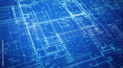 Blueprint paper background with detailed architectural sketches and technical lines, perfect for engineering, construction, and design themes.