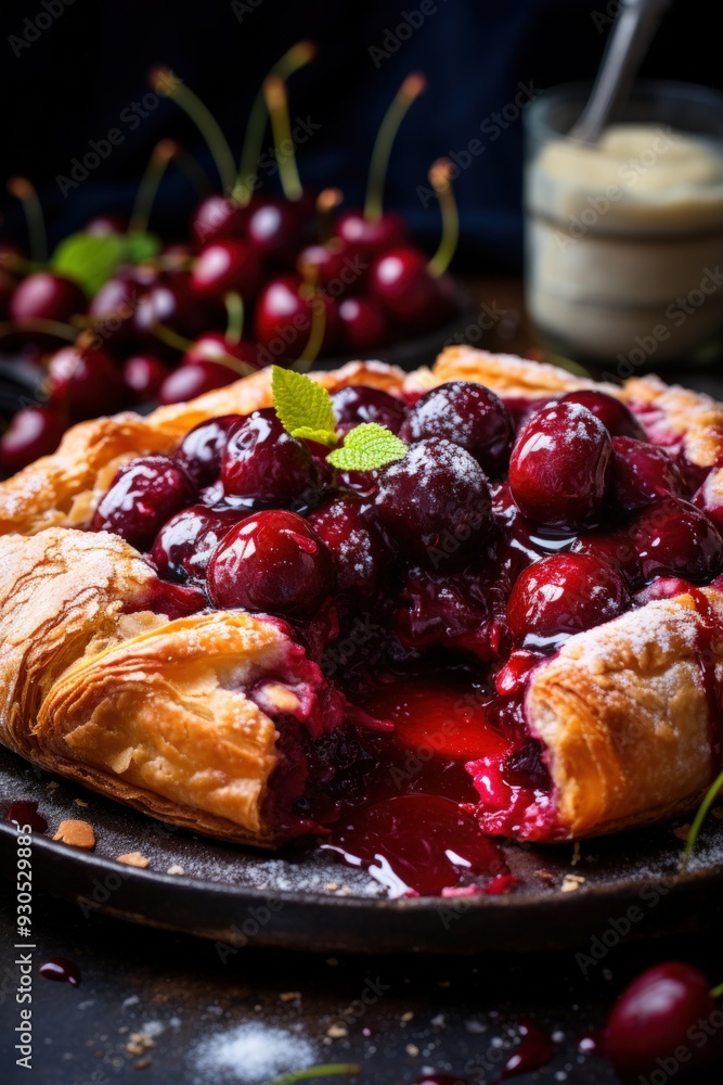 rustic cherry galette; dessert photography; best for banners, flyers, and posters rustic cherry galette; dessert photography; best for banners, flyers, and posters