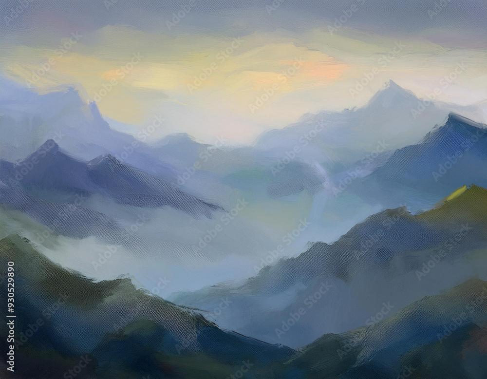 Obraz premium Mountains in the fog