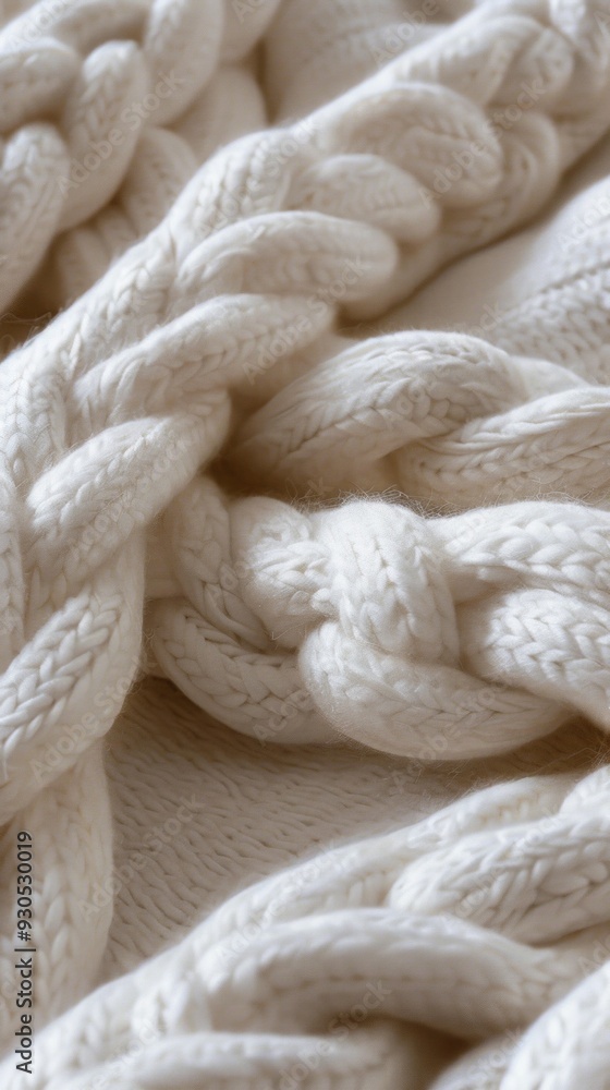 Detailed focus on soft ivory knit texture showcasing complex braided design and interwoven patterns Detailed focus on soft ivory knit texture showcasing complex braided design and interwoven patterns
