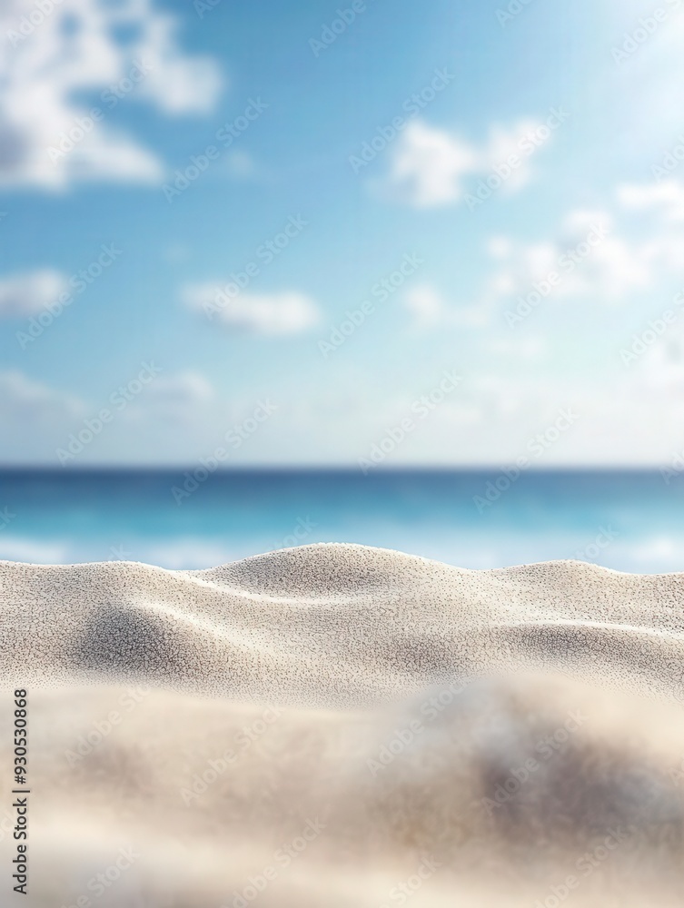 Serene beach scene with soft sand and a calm blue ocean under a bright sky, perfect for themes of relaxation, summer, and tranquility. Serene beach scene with soft sand and a calm blue ocean under a bright sky, perfect for themes of relaxation, summer, and tranquility.