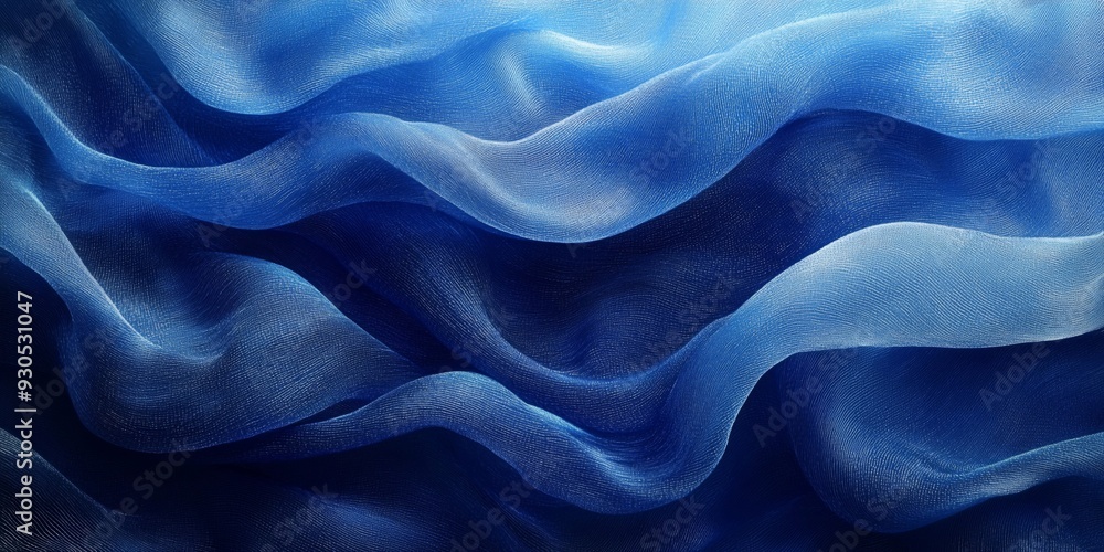 Obraz premium Silken Fractal Dreams: Midnight Blue and Silver Ink Wash, generative ai