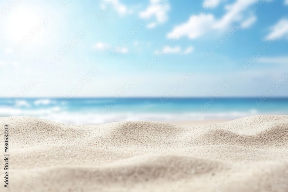 Serene beach scene with soft sand and a calm blue ocean under a bright sky, perfect for themes of relaxation, summer, and tranquility. Serene beach scene with soft sand and a calm blue ocean under a bright sky, perfect for themes of relaxation, summer, and tranquility.
