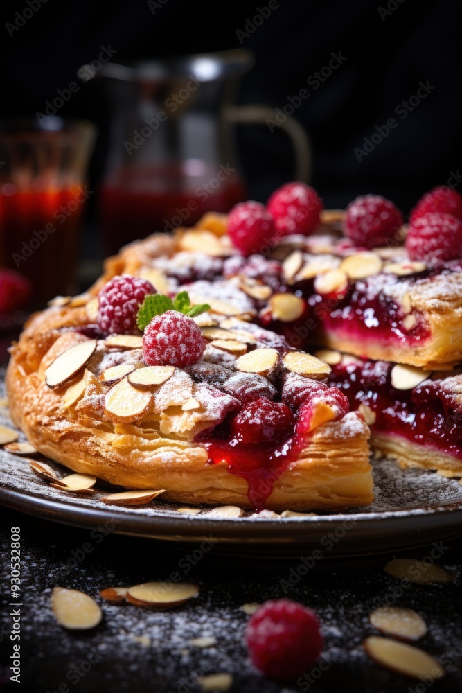 almond and raspberry galette, with a buttery crust and a burst of sweet raspberry filling almond and raspberry galette, with a buttery crust and a burst of sweet raspberry filling