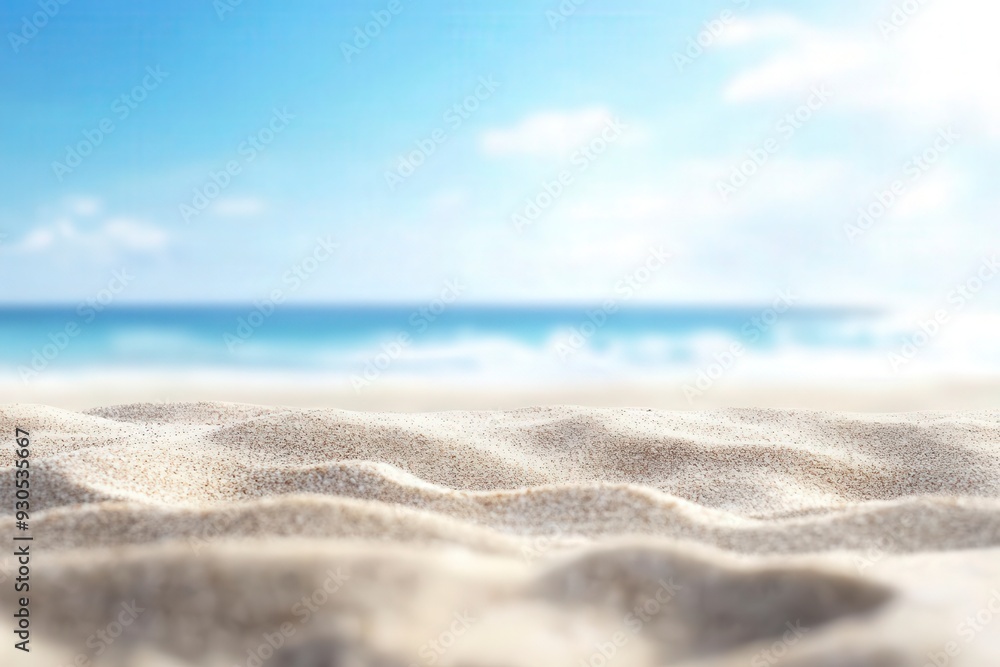 Serene beach scene with soft sand and a calm blue ocean under a bright sky, perfect for themes of relaxation, summer, and tranquility. Serene beach scene with soft sand and a calm blue ocean under a bright sky, perfect for themes of relaxation, summer, and tranquility.
