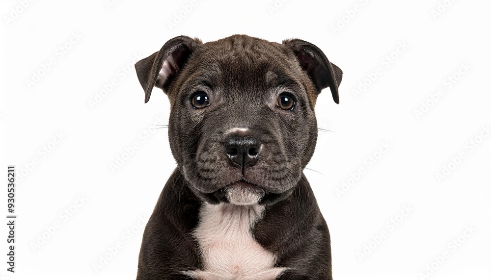 スタッフォードシャー・ブル・テリアの子犬のポートレート(Staffordshire Bull Terrier puppy portrait on white background)
スタッフォードシャー・ブル・テリアの子犬のポートレート(Staffordshire Bull Terrier puppy portrait on white background)