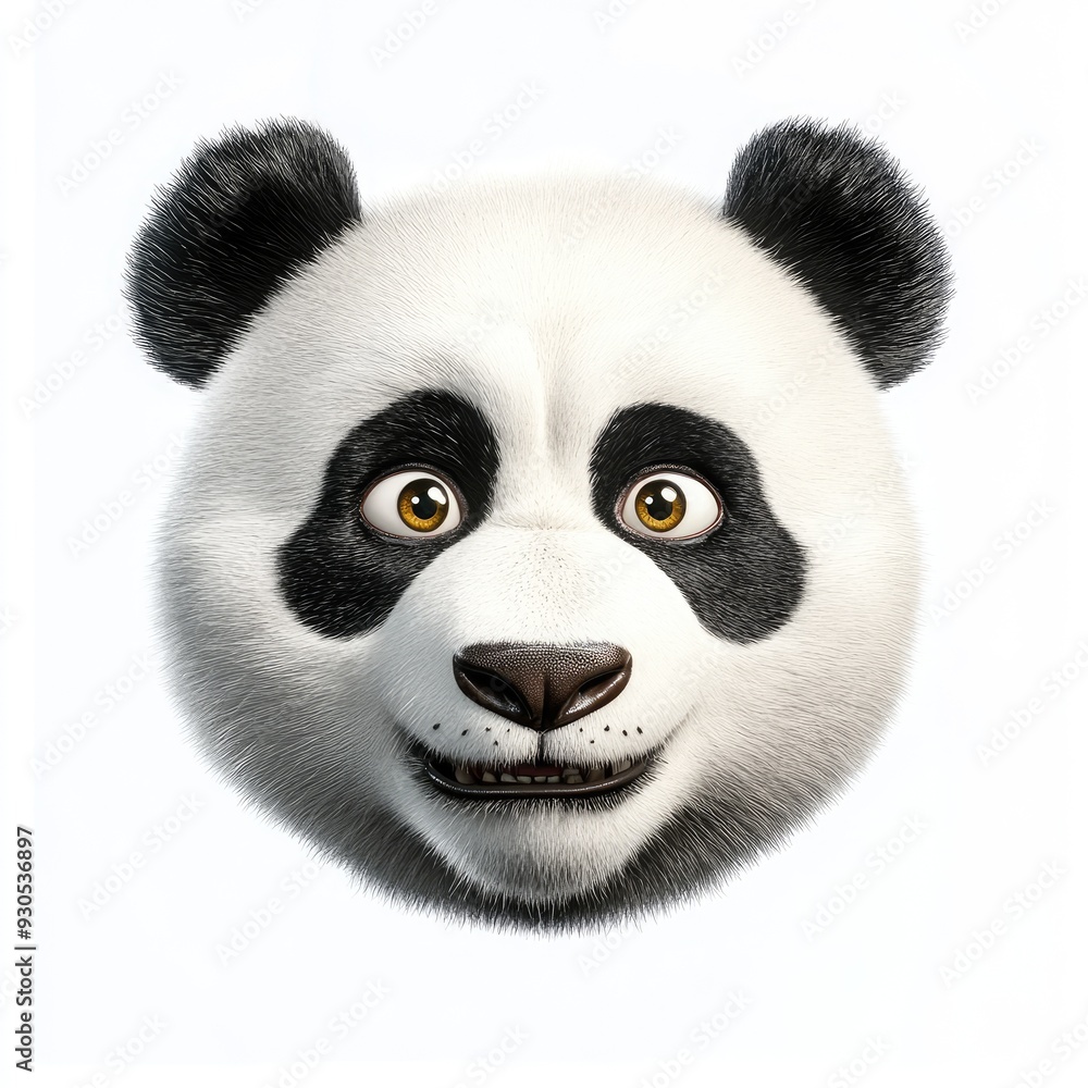 Obraz premium An expressive panda face displaying emotions on a pristine white background