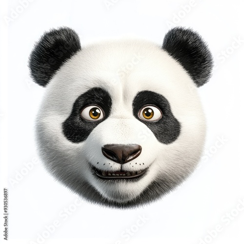 An expressive panda face displaying emotions on a pristine white background