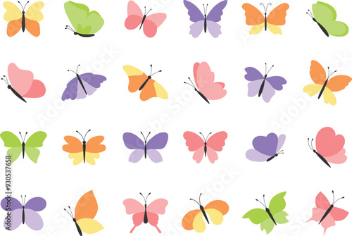 Cute butterfly illustration vector set collection