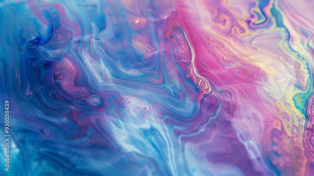 Fototapeta premium Fluid motion of iridescent paints creating an abstract texture
