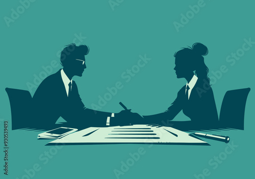 Business Negotiation Agreement: Professionals Shaking Hands Over Signed Contract During Daytime Meeting