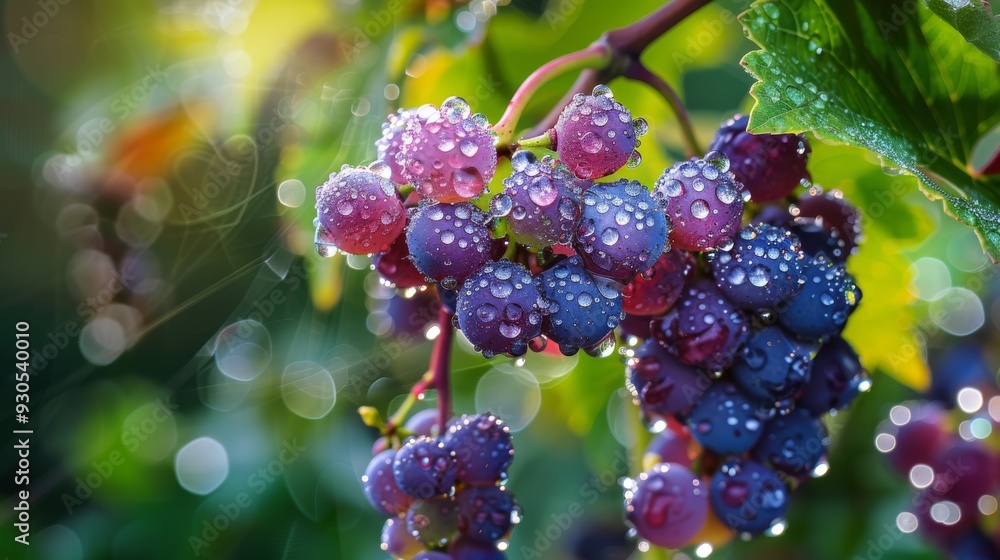 Grapes on a vine with morning dew Grapes on a vine with morning dew