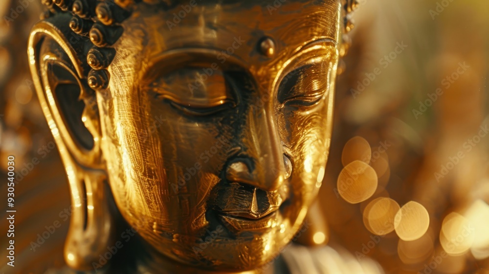 Obraz premium Golden Buddha statue in serene meditation