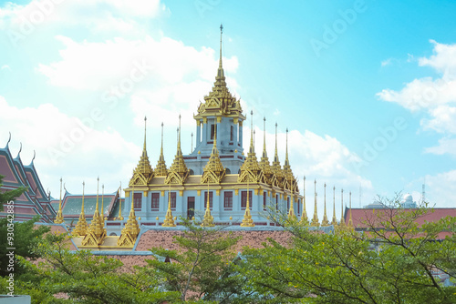 Wat Loha Prasat is a medieval temple city in Bangkok, Thailand, including historic buildings and a bygone era of urban development. photo