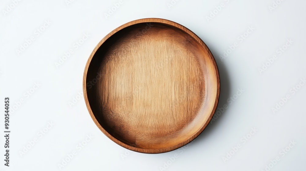 Wooden plate sitting on a clean white background, simple yet elegant, emphasizing natural materials and minimalist design for kitchen or dining themes. Wooden plate sitting on a clean white background, simple yet elegant, emphasizing natural materials and minimalist design for kitchen or dining themes.
