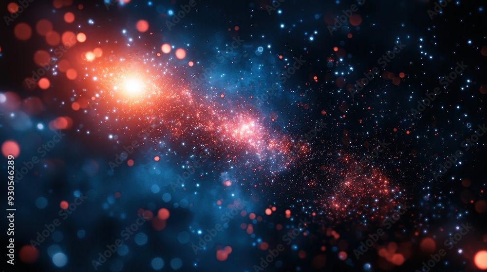 Fototapeta premium A stunning cosmic scene showcasing a vibrant galaxy filled with colorful stars and nebulous clouds in a deep space background.