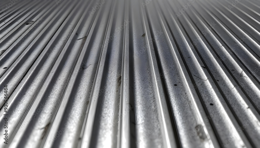 Close-up of a Silver Corrugated Metal Surface Close-up of a Silver Corrugated Metal Surface