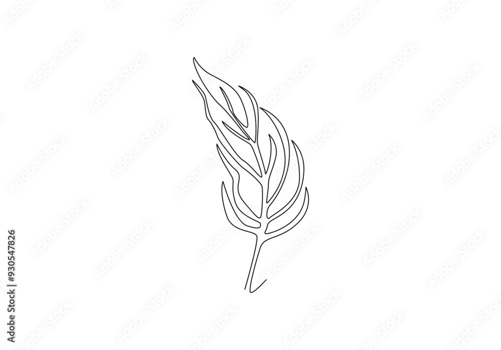 Continuous one line drawing of leaf vector illustration design art of tree leaf, Adobe Illustrator Artwork Continuous one line drawing of leaf vector illustration design art of tree leaf, Adobe Illustrator Artwork
