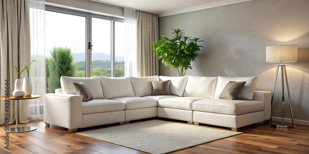 Fototapeta premium Modern living room with fireplace