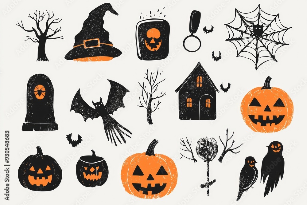 Spooky Halloween icons and symbols Spooky Halloween icons and symbols