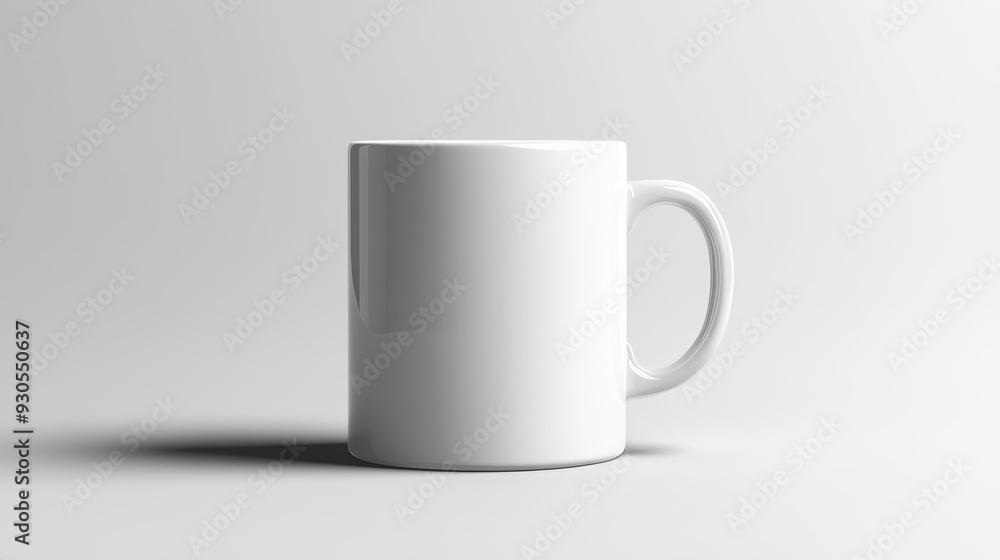 Obraz premium Blank ceramic mug on a solid white background
