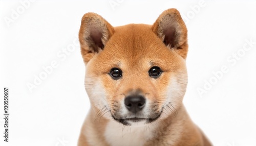 四国犬の子犬のポートレート（shikoku inu puppy portrait on white background）
 photo