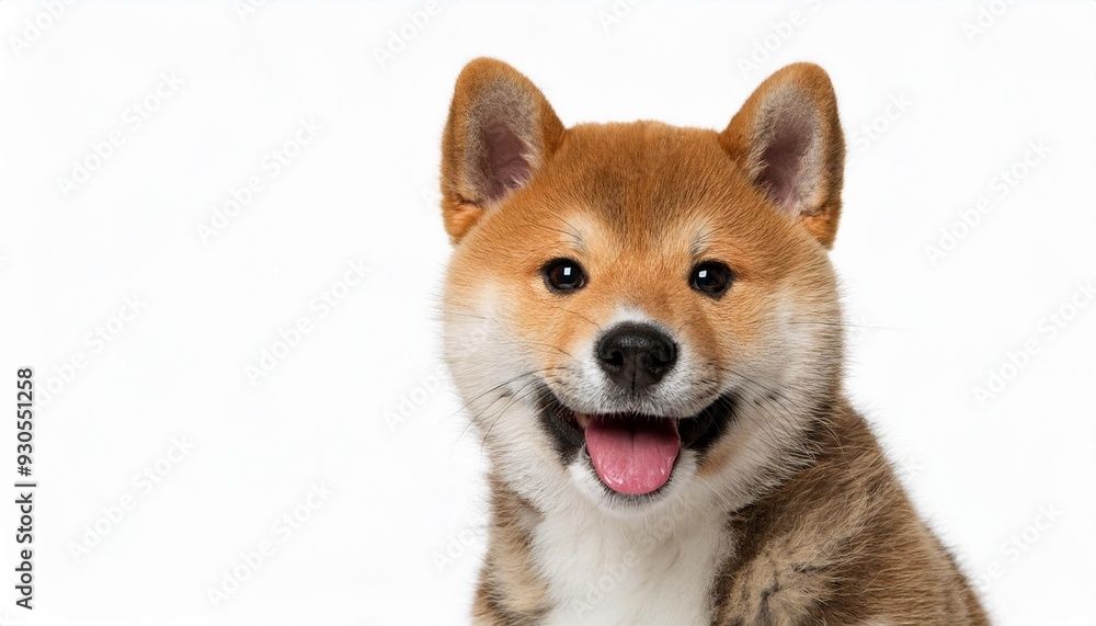 笑顔の四国犬の子犬のポートレート(Portrait of a smiling shikoku inu puppy on white background)
笑顔の四国犬の子犬のポートレート(Portrait of a smiling shikoku inu puppy on white background)