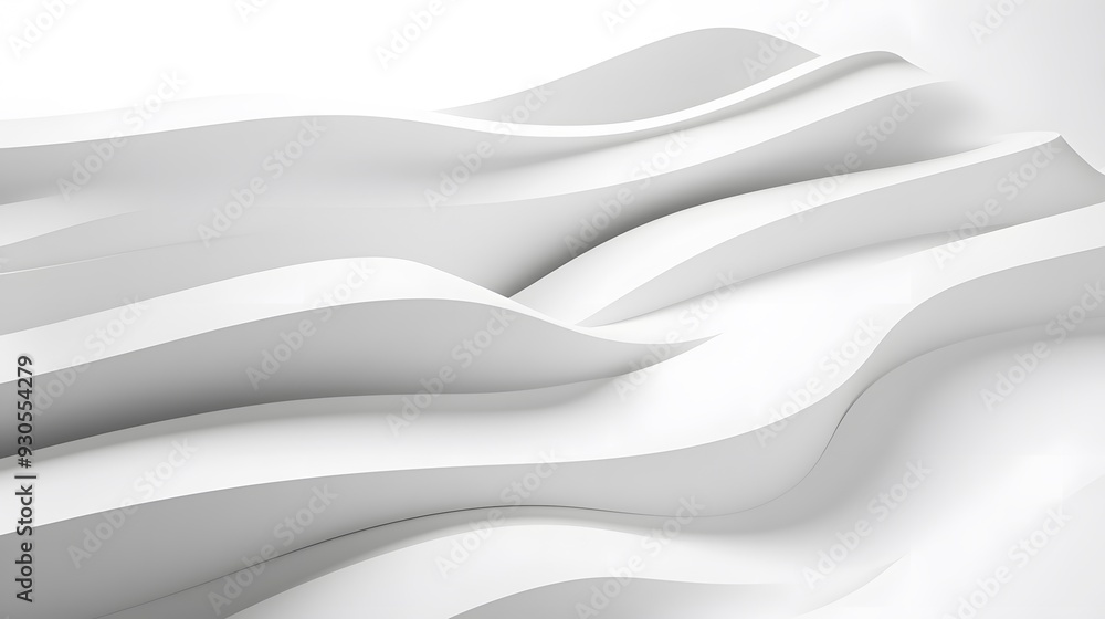Curved lines flow smoothly across a white backdrop, creating a minimalist aesthetic that enhances modern interior design Curved lines flow smoothly across a white backdrop, creating a minimalist aesthetic that enhances modern interior design