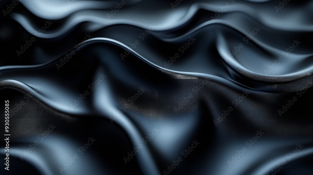 A close-up view of a smooth, dark-colored fabric, possibly silk or satin. The fabric displays a rich texture with folds and creases, creating a wavy pattern A close-up view of a smooth, dark-colored fabric, possibly silk or satin. The fabric displays a rich texture with folds and creases, creating a wavy pattern