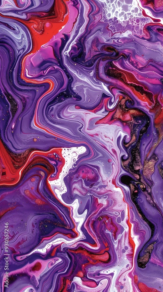 Obraz premium Purple And Red Marbling Abstract View