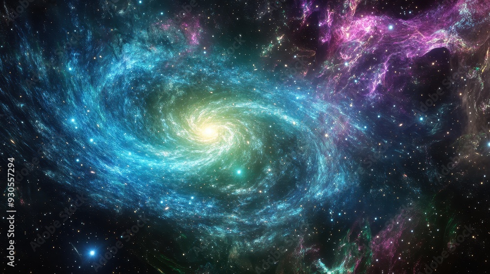 A vibrant depiction of a swirling galaxy in the universe, showcasing cosmic beauty. A vibrant depiction of a swirling galaxy in the universe, showcasing cosmic beauty.