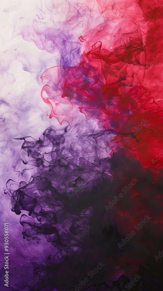 Naklejka premium Red And Purple Abstract Ink Clouds