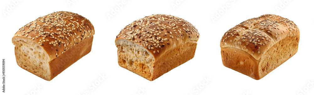 Baked Multigrain Bread Set isolated on a transparent background, cutout PNG Baked Multigrain Bread Set isolated on a transparent background, cutout PNG