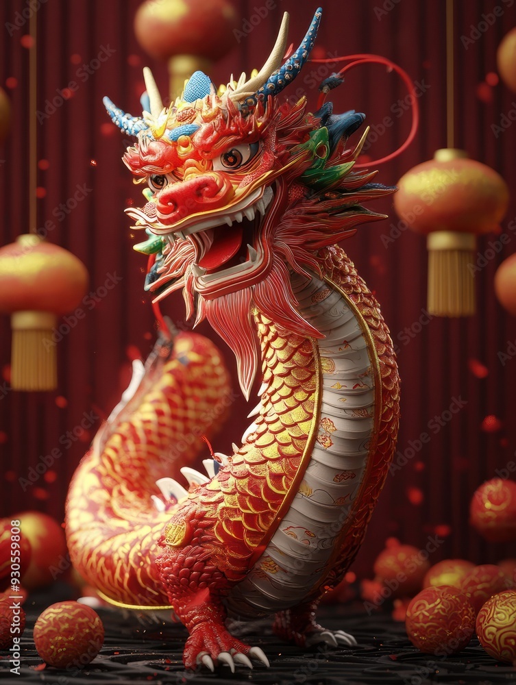 Fototapeta premium Chinese zodiac dragon. Chinese lunar new year celebration.
