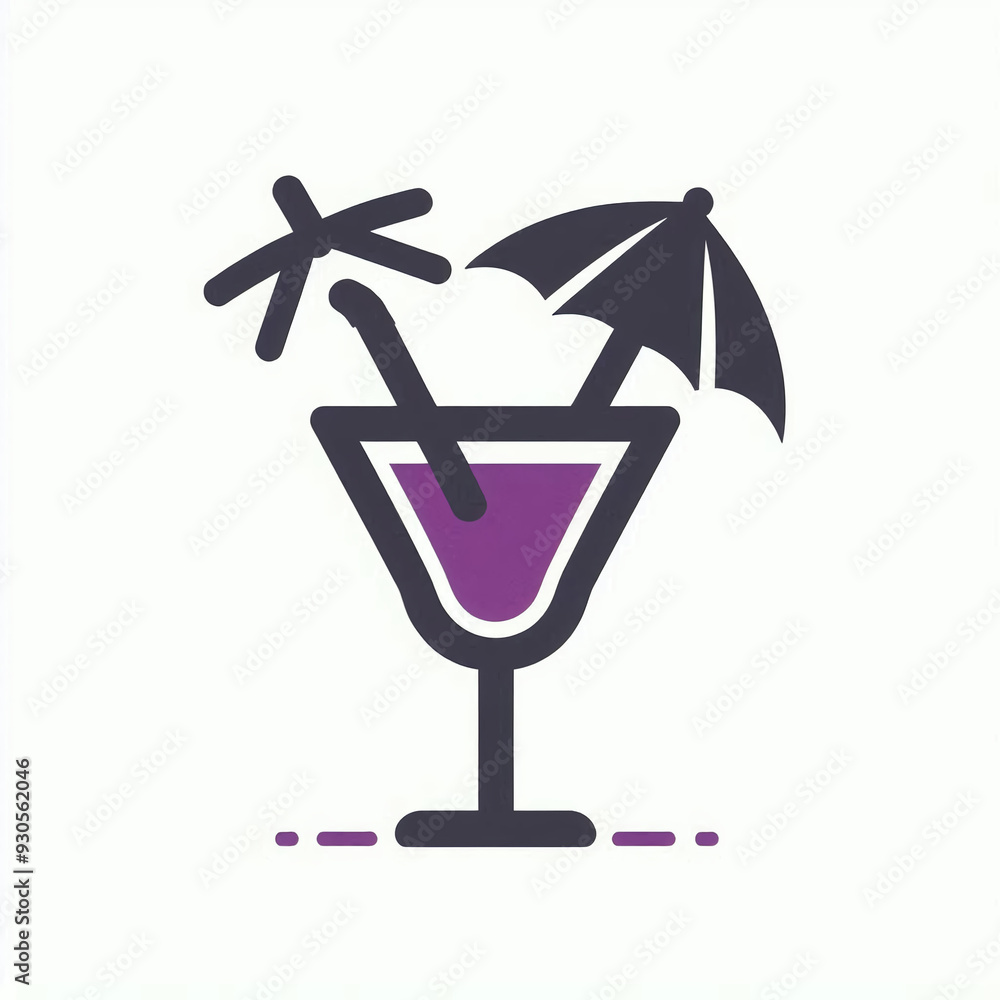 silhouette of purple cocktail with umbrella silhouette of purple cocktail with umbrella