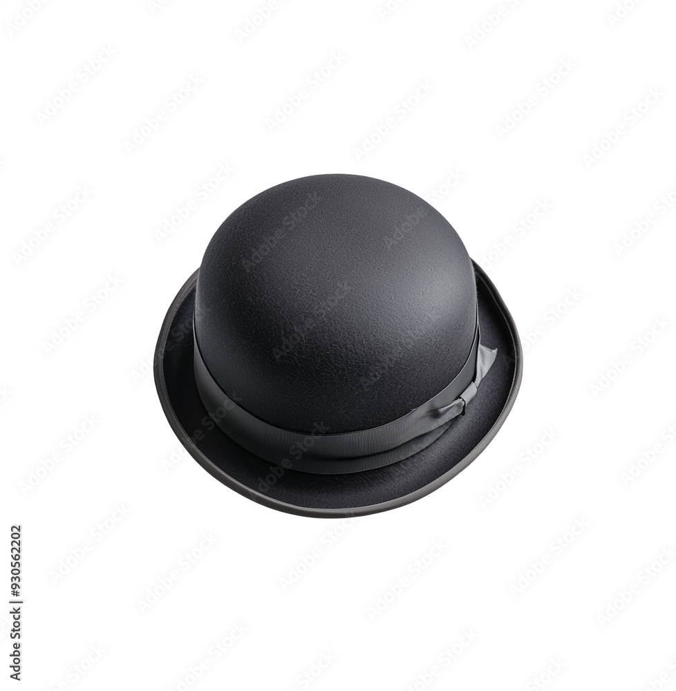Fototapeta premium Classic Bowler Hat. Transparent background PNG. Top view. 06