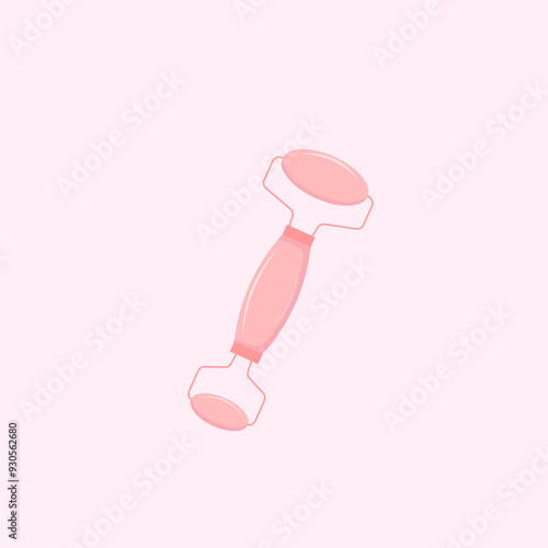 Massage roller, vector illustration isolated on rose background. SPA and face treatment rollers.